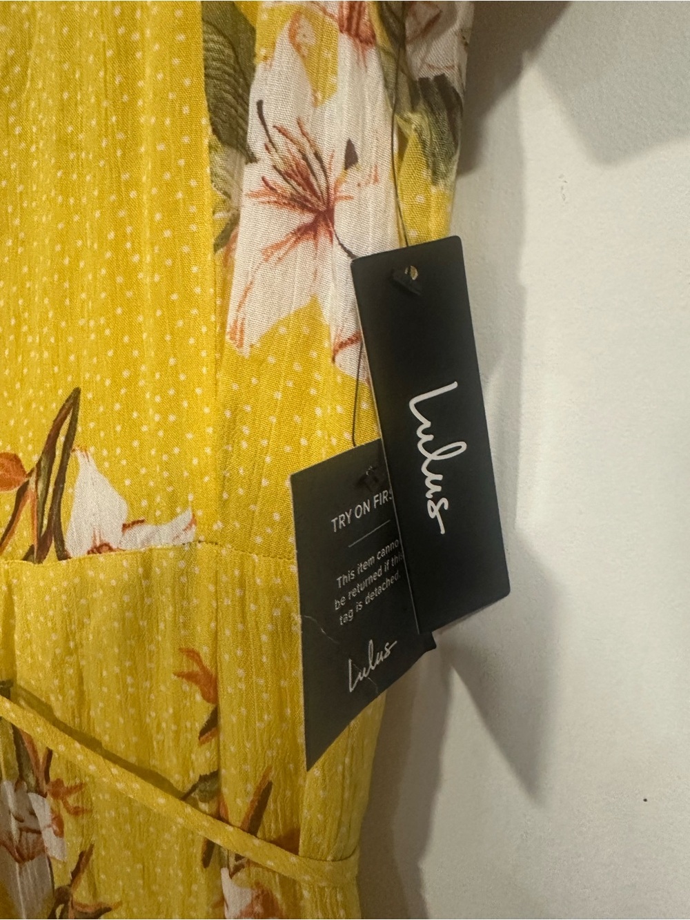 NWT Lulus Heart of Marigold Dress Women S Yellow Floral Wrap Maxi Tropical - Picture 4 of 5